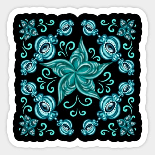 Blue zenarts leaves pattern Sticker